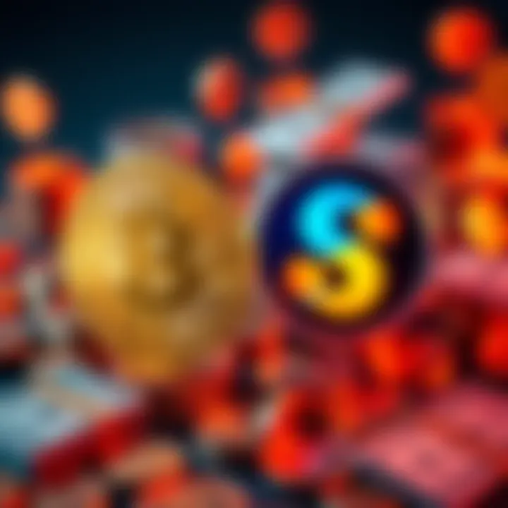 A visual comparison of Bitcoin and Solana logos with cash symbols in the background