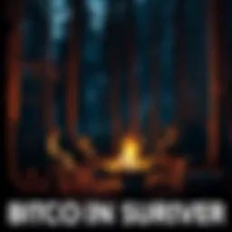 People in a forest sharing stories about Bitcoin experiences around a campfire.