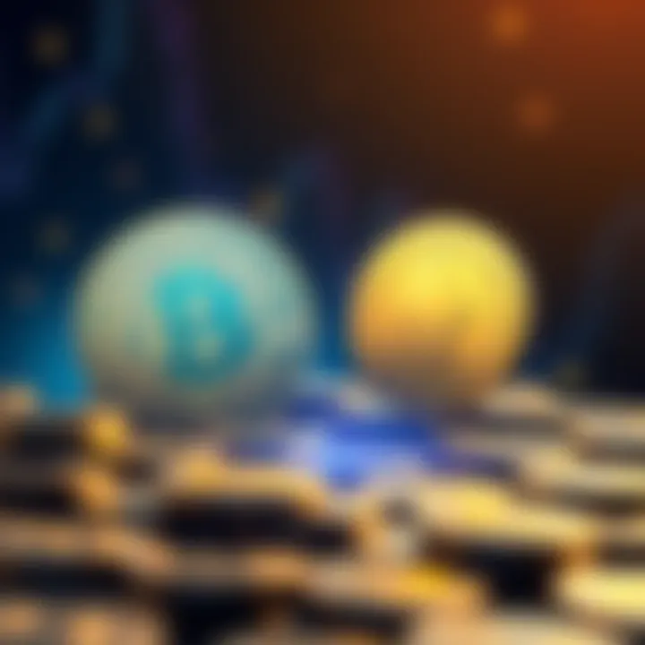 A digital illustration showing Bitcoin coins transitioning into Monero coins, symbolizing a seamless exchange without KYC procedures.