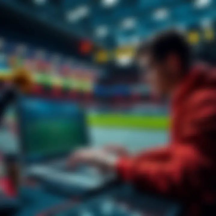 A player examines their All Star team strategy with a laptop, showing trading results and team stats on the screen.