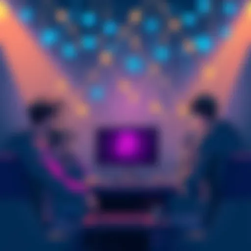 An illustration showing a group of developers brainstorming over a computer with Layer 1 blockchain graphics in the background, pondering the implications of high gas fees.
