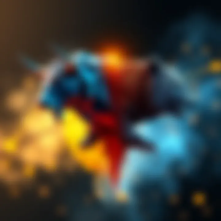 A graphic showing a bull and a bear representing different investment mindsets in cryptocurrency.