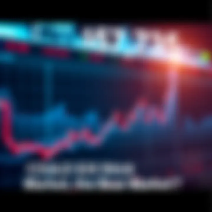 Stock market chart showing upward trend with a highlighted point at $57,735