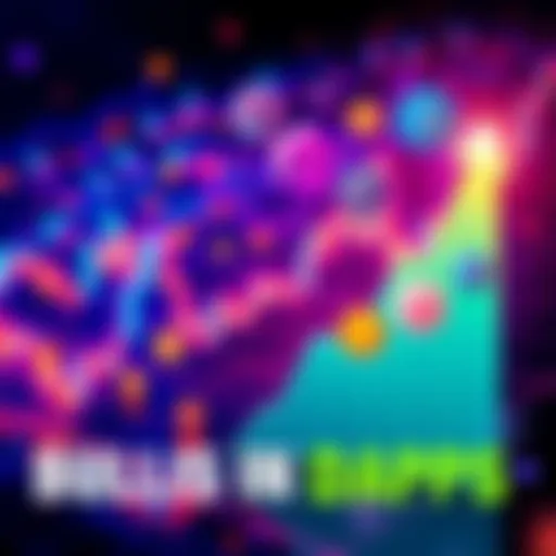 A graph showing the rise in investment in dapps with symbols of cryptocurrencies around it, indicating growing market interest.