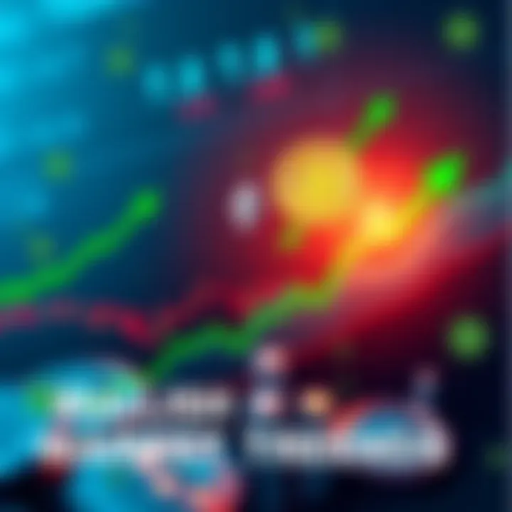 A graph showing rising market trends with Bitcoin, Ethereum, and small cap stocks. Green arrows indicate upward movement. Money symbols are highlighted around the graph to represent financial growth.