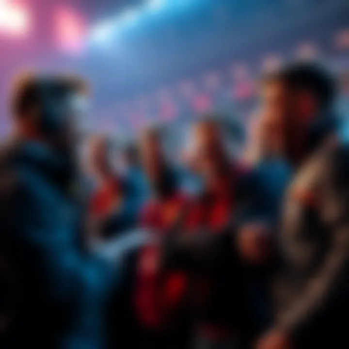 A group of Bundesliga fans discussing the new free-to-play mode, showing mixed reactions and excitement.