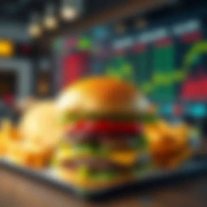 A graphic showing burger prices next to Bitcoin and Nvidia stock trends, highlighting financial connections.
