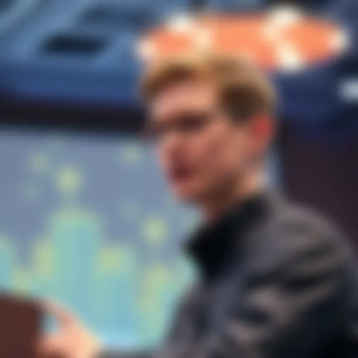 Vitalik Buterin speaking at a conference about privacy concerns related to X's location feature.