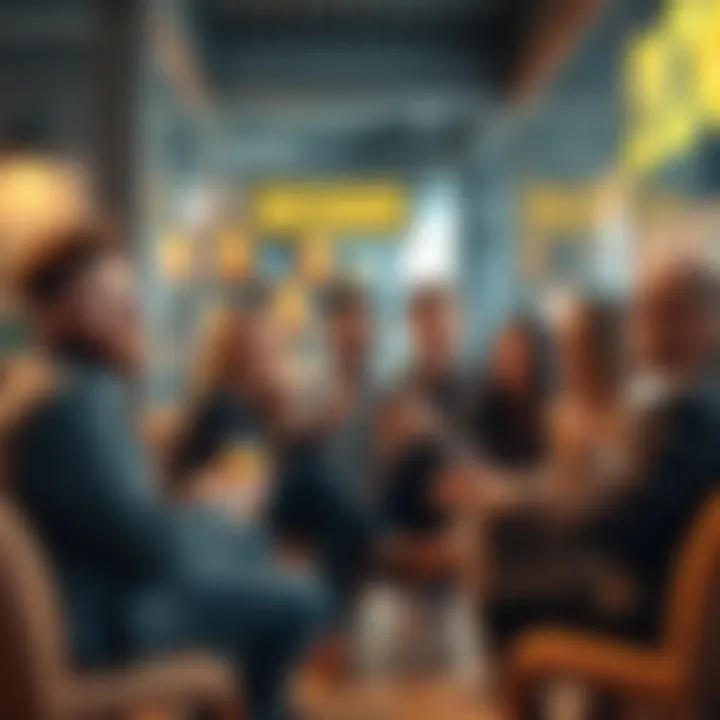 Buttcoiners discussing 2026 living conditions A group of people humorously sharing their ideas about the ideal living conditions in 2026, with laughter and playful gestures