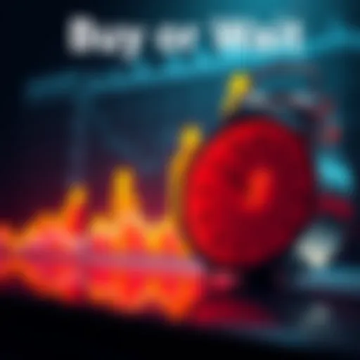 A graph showing $ZEC price trends with upward and downward arrows, alongside a clock representing timing of investment decisions.