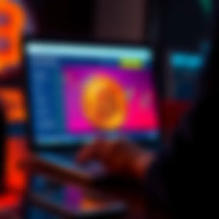 A person using a laptop to buy Bitcoin on a cryptocurrency exchange website.