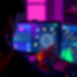 A person looking at a computer screen with cryptocurrency icons and payment cards, exploring options to buy crypto without KYC verification.