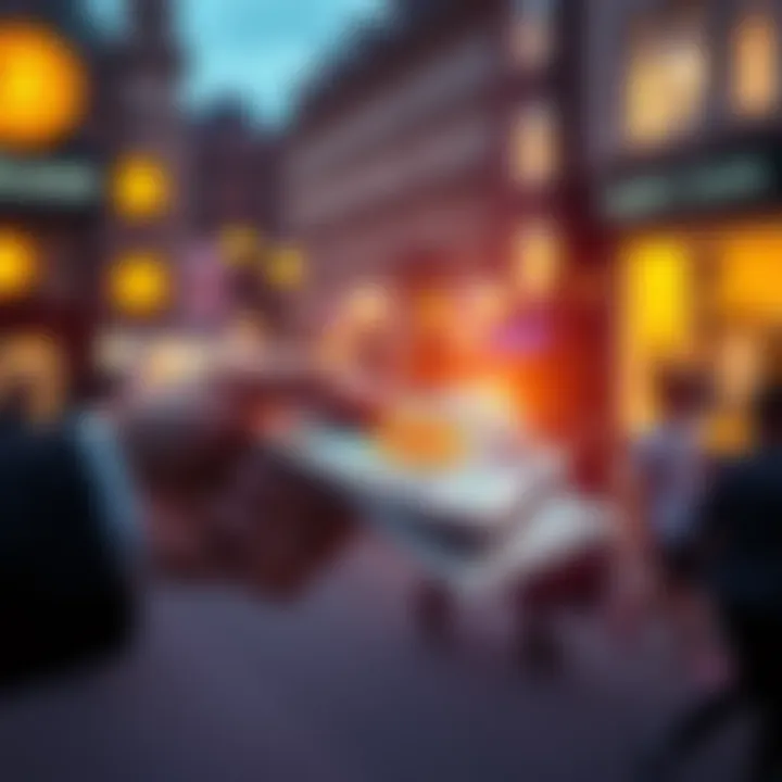 A person handing cash to a seller with Bitcoin logos in the background, representing cash transactions in London