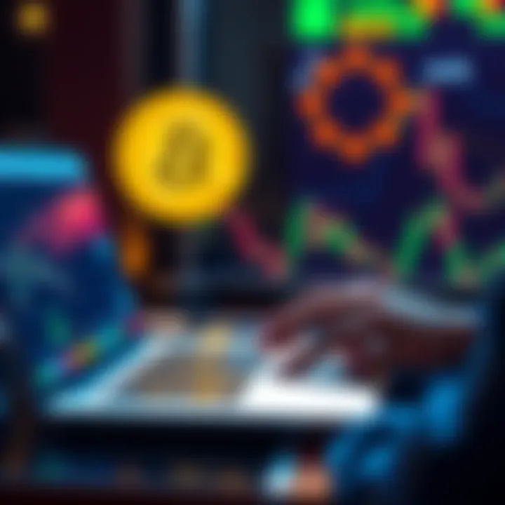 A person using a laptop to buy Bitcoin on a cryptocurrency platform in the EU