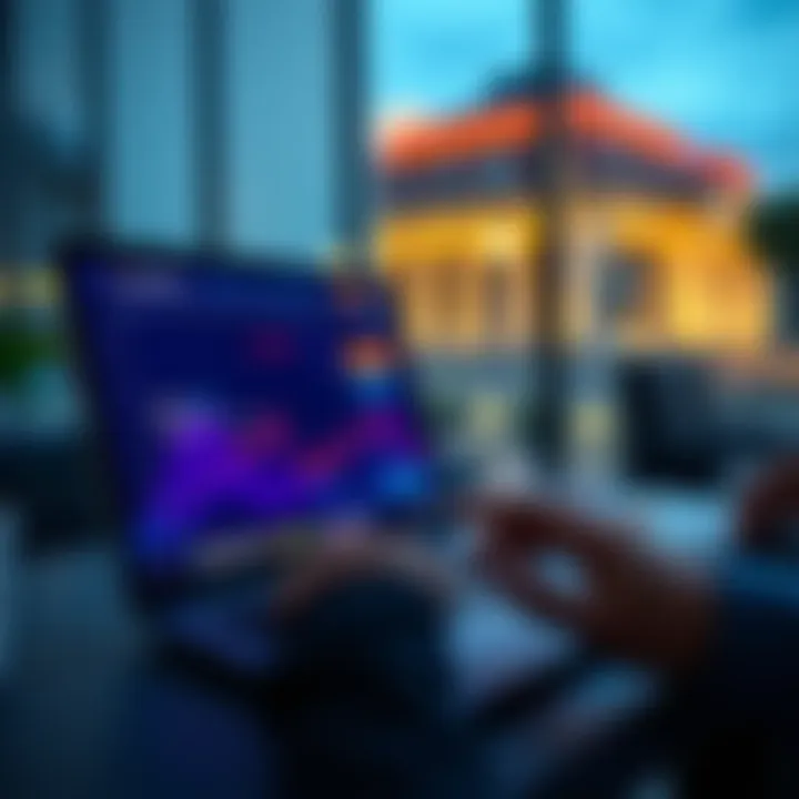 Buying Bitcoin in Germany A person using a laptop to purchase Bitcoin in Germany, with the Exodus wallet interface visible on the screen.