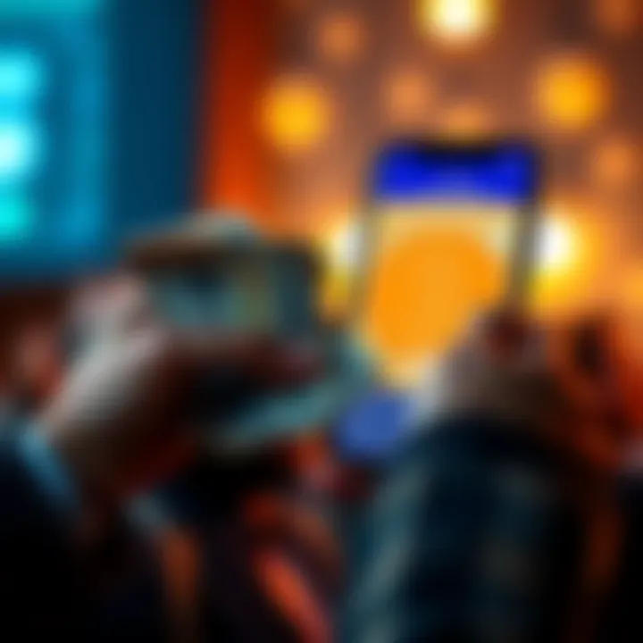 A person holds cash and looks at a smartphone displaying a Bitcoin logo, seeking to buy Bitcoin with offers.
