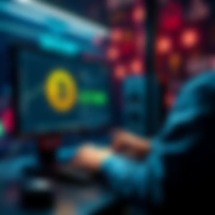 A person using a computer to purchase Bitcoin on a website without KYC requirements