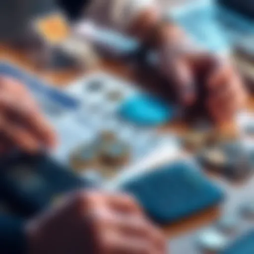 A person examining different coins with notes and a calculator on a table, representing safe coin buying tips.