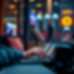 A person using a laptop to purchase cryptocurrency without showing ID through a peer-to-peer service.