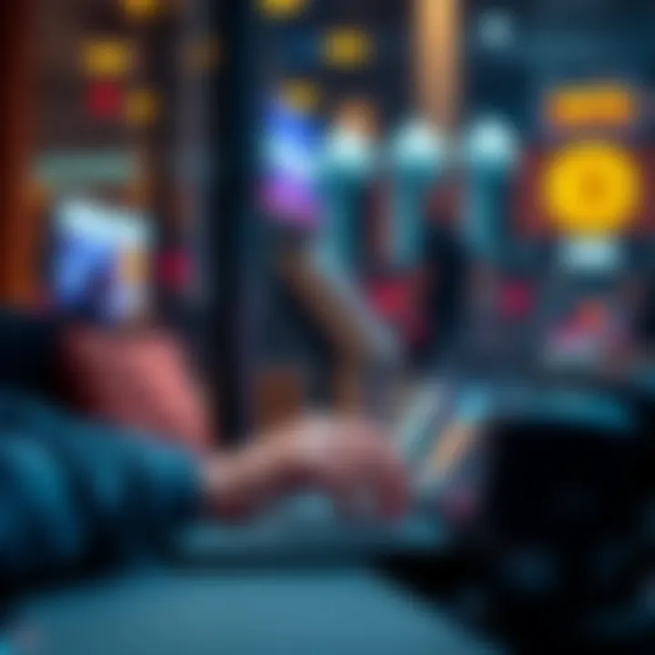 A person using a laptop to purchase cryptocurrency without showing ID through a peer-to-peer service.