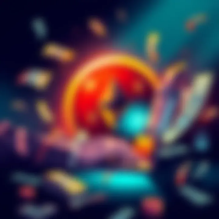 A person safely buying Monero online with a laptop, surrounded by dollar bills and a lock symbol for security.