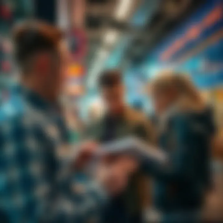 People examining exchange rates for PI in a financial setting
