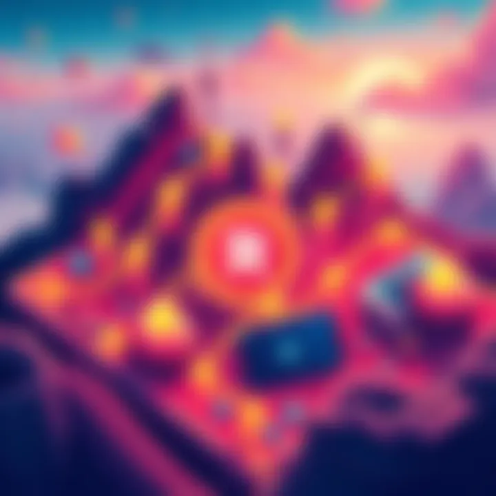 A visually appealing illustration showing the process of buying Radix and transferring it to a wallet, featuring KuCoin branding and crypto elements