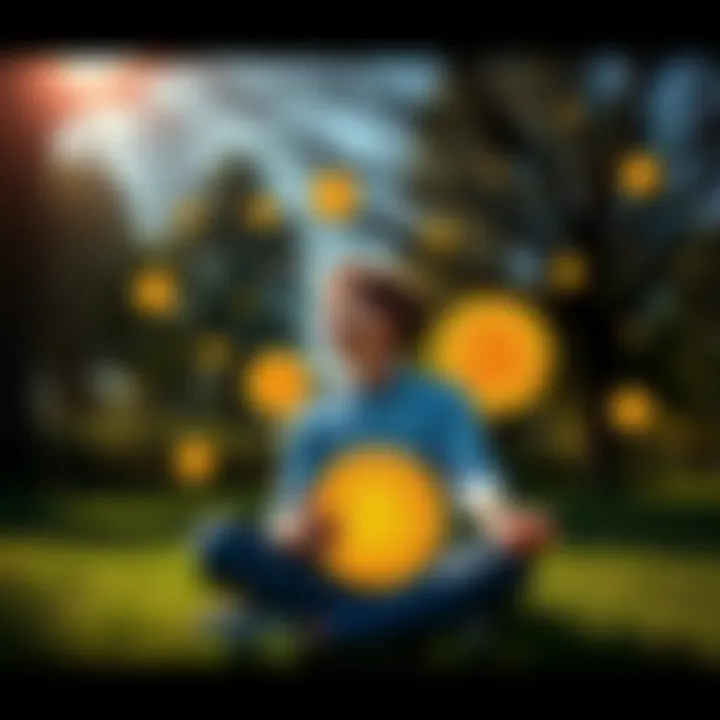 A relaxed person sitting in a park with Bitcoin symbols around, enjoying nature and sunlight, symbolizing a calm approach to cryptocurrency discussions.