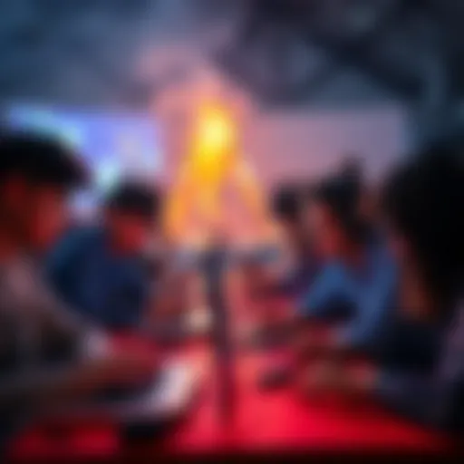 Teens participating in coding activities at the Campfire Hackathon, with laptops and creative projects, showcasing teamwork and innovation