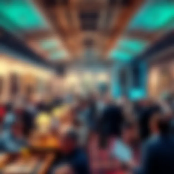 A vibrant auction room filled with people bidding on art and collectibles, showcasing popular items from Canadian auctions in 2026.