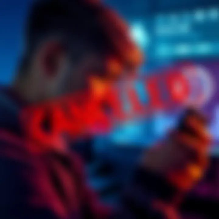 A person looking worried while checking their cryptocurrency wallet after a Monero transaction is canceled, with a computer screen showing the Monero logo and transaction details in the background.
