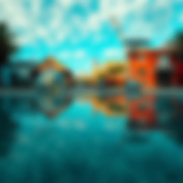 A reflective surface showing a blend of nature and urban life, symbolizing personal growth and adventure.