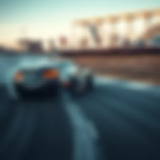 A sports car executing a drift in a tight curve on a drift zone course