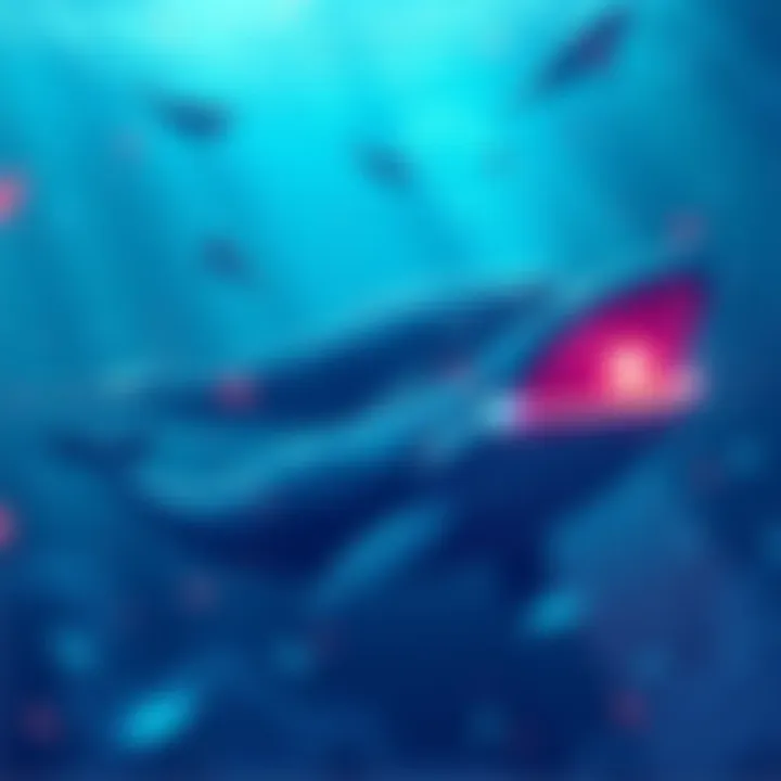 Illustration of whales symbolizing large investors purchasing ADA cryptocurrency during a price dip