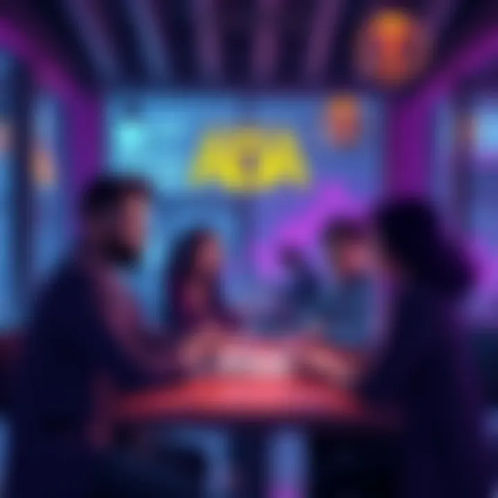 Cardano ADA Community Discussion A group of people discussing Cardano ADA's price trends and future performance at a cafe.
