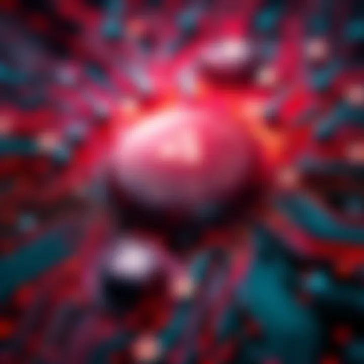 Visual representation of quantum computing with a focus on Cardano's blockchain security measures.