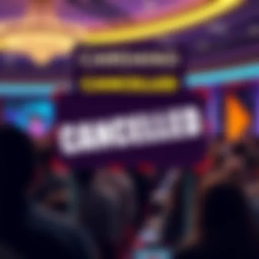 A graphic showing a canceled event sign for the Cardano Summit in 2026, with a background of disappointed attendees.