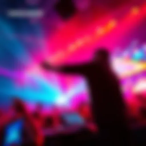 Carlos Matos energizing the crowd at an electronic dance music event with colorful lights and vibrant atmosphere