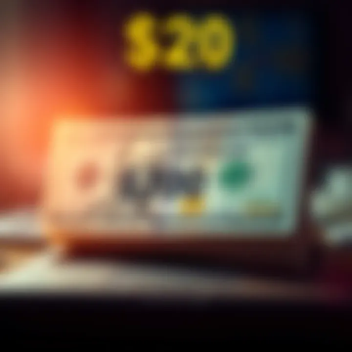 A graphic showing $20 cash with a message to apply by state and age