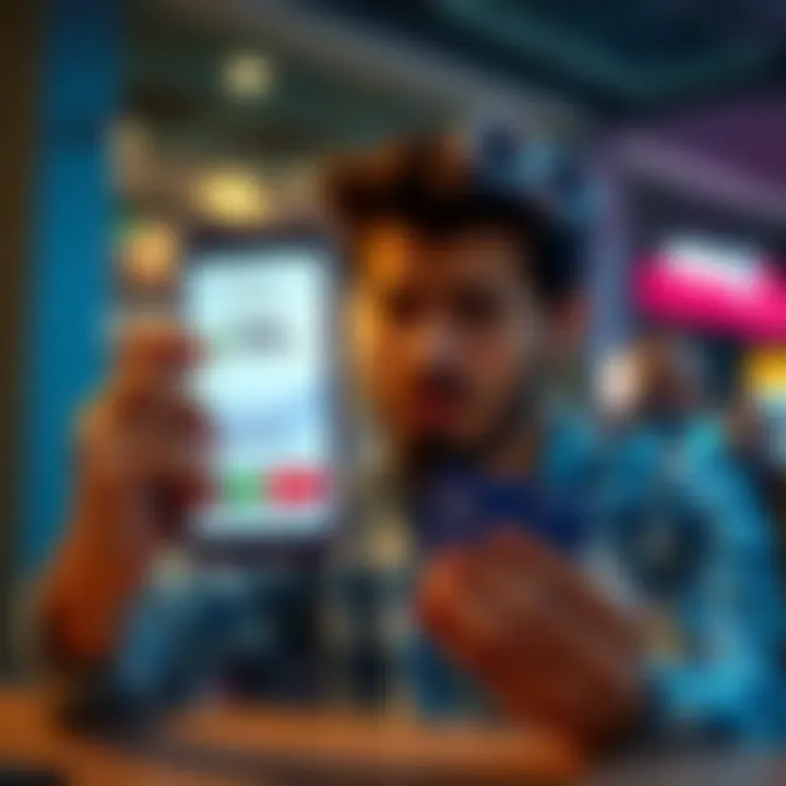 A person checking their Cash App balance on a smartphone while holding a Coinbase debit card in the other hand, looking concerned about fund visibility.