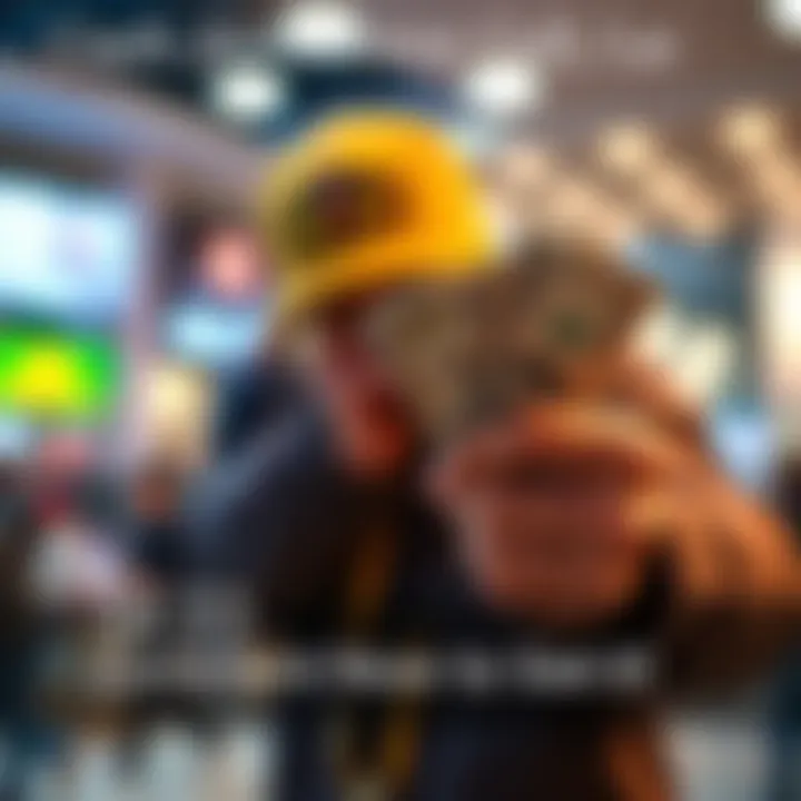 A person holding cash with a $20 bill visible, suggesting financial help