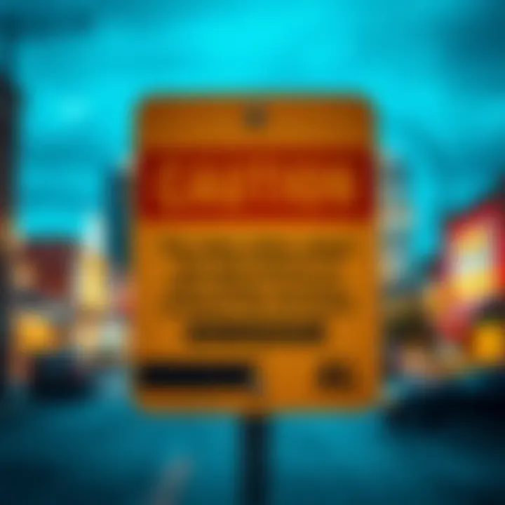 A caution sign warning about the potential risks of tantric and Twin Flame services, with a background of Birmingham, Alabama.
