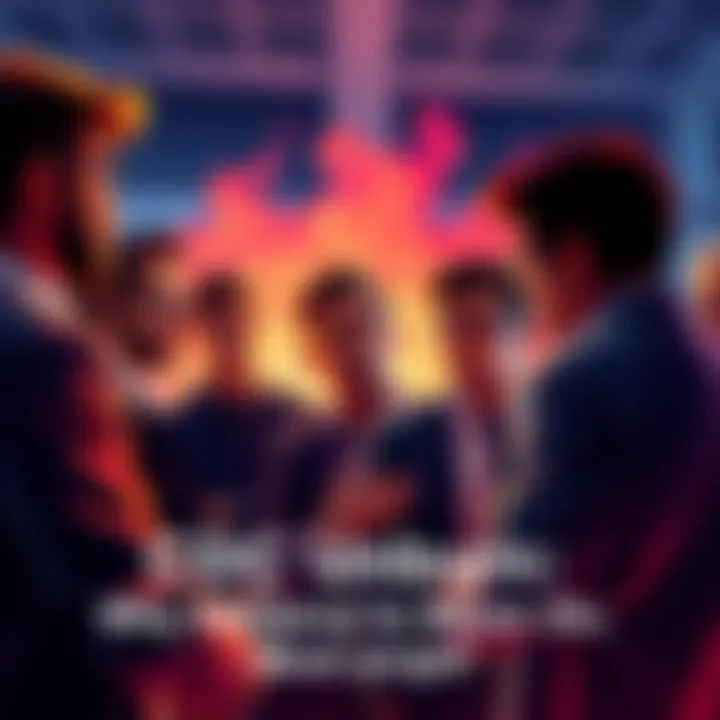 CDC holders debating market moves A group of people discussing their investment strategies regarding CDC and CRO prices, with some looking skeptical and others optimistic.