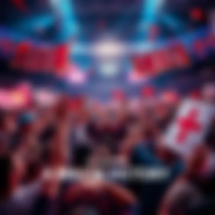 A large crowd cheers and holds banners celebrating a significant achievement, symbolizing the surpassing of bid tokens