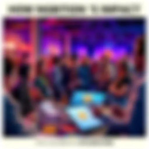 A group of people sharing their experiences with Bitcoin at a community event, showcasing various Bitcoin-related items like wallets and charts.