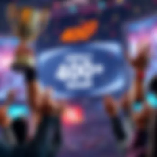 A person joyfully holding a trophy with a display showing a 400 streak achievement on a screen in the background.