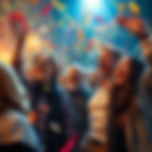 A group of joyful people celebrating with confetti and smiles, looking forward to a bright future.