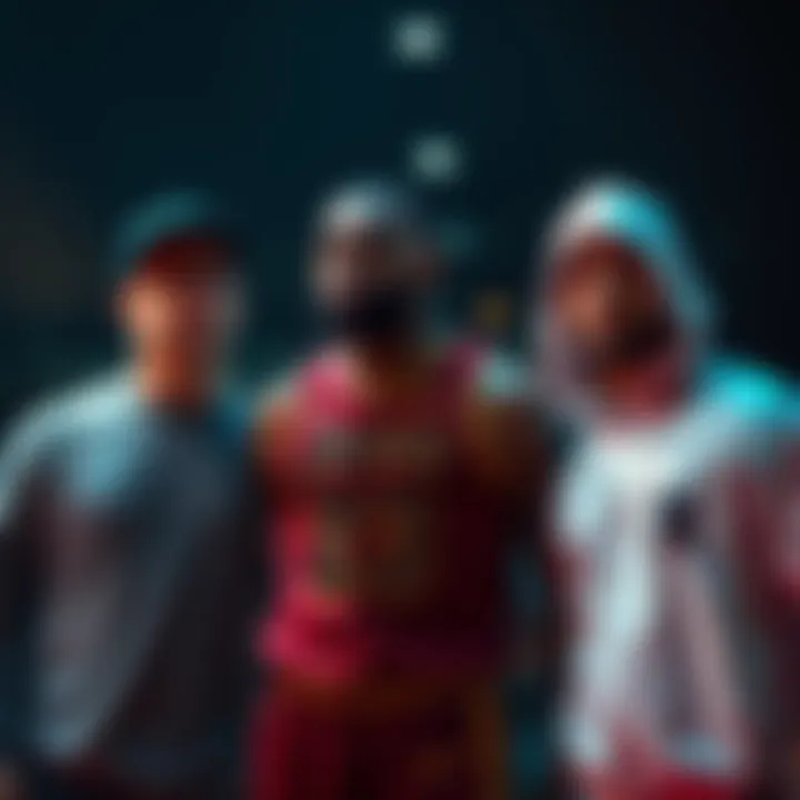 Celebrity trio supporting new initiative Matt Damon, LeBron James, and Eminem standing together, promoting a new project