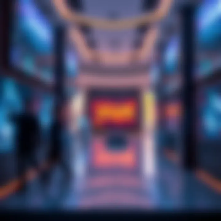 A display showcasing advancements in longevity and blockchain technology at CES 2025, featuring interactive screens and futuristic designs.