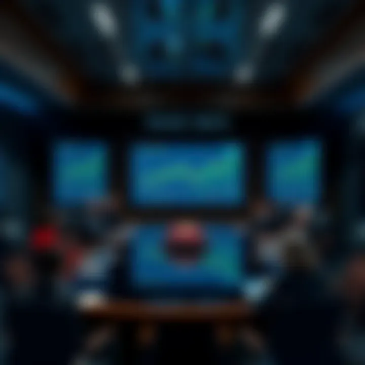 A meeting room where officials discuss Chainlink Proof of Reserve for transparency in federal audits, with charts and graphs on a screen.